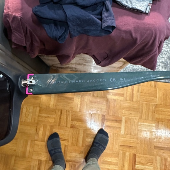 Men Black and Grey Sunglasses Pink Accents - Picture 5 of 7